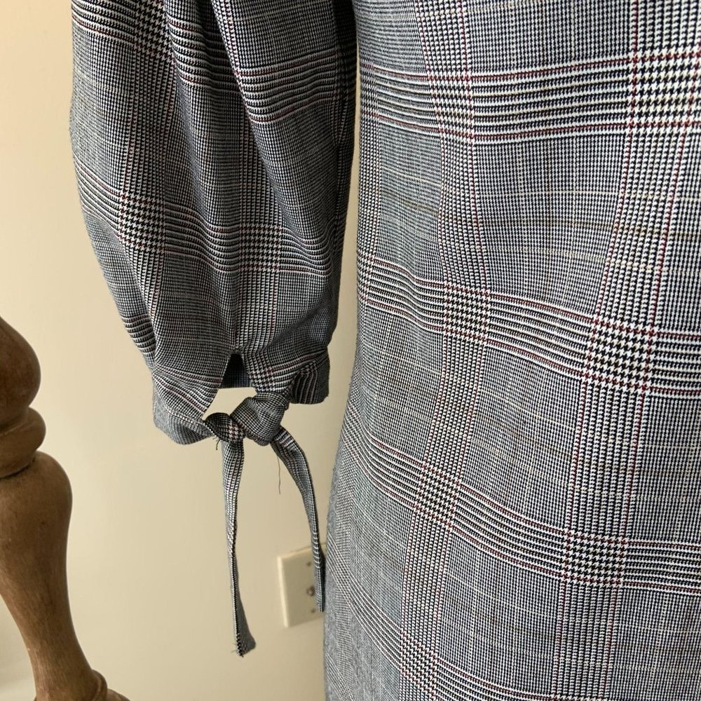 H&M Plaid Gingham Picnic Mini Dress Balloon Sleeve - Picture 8 of 10